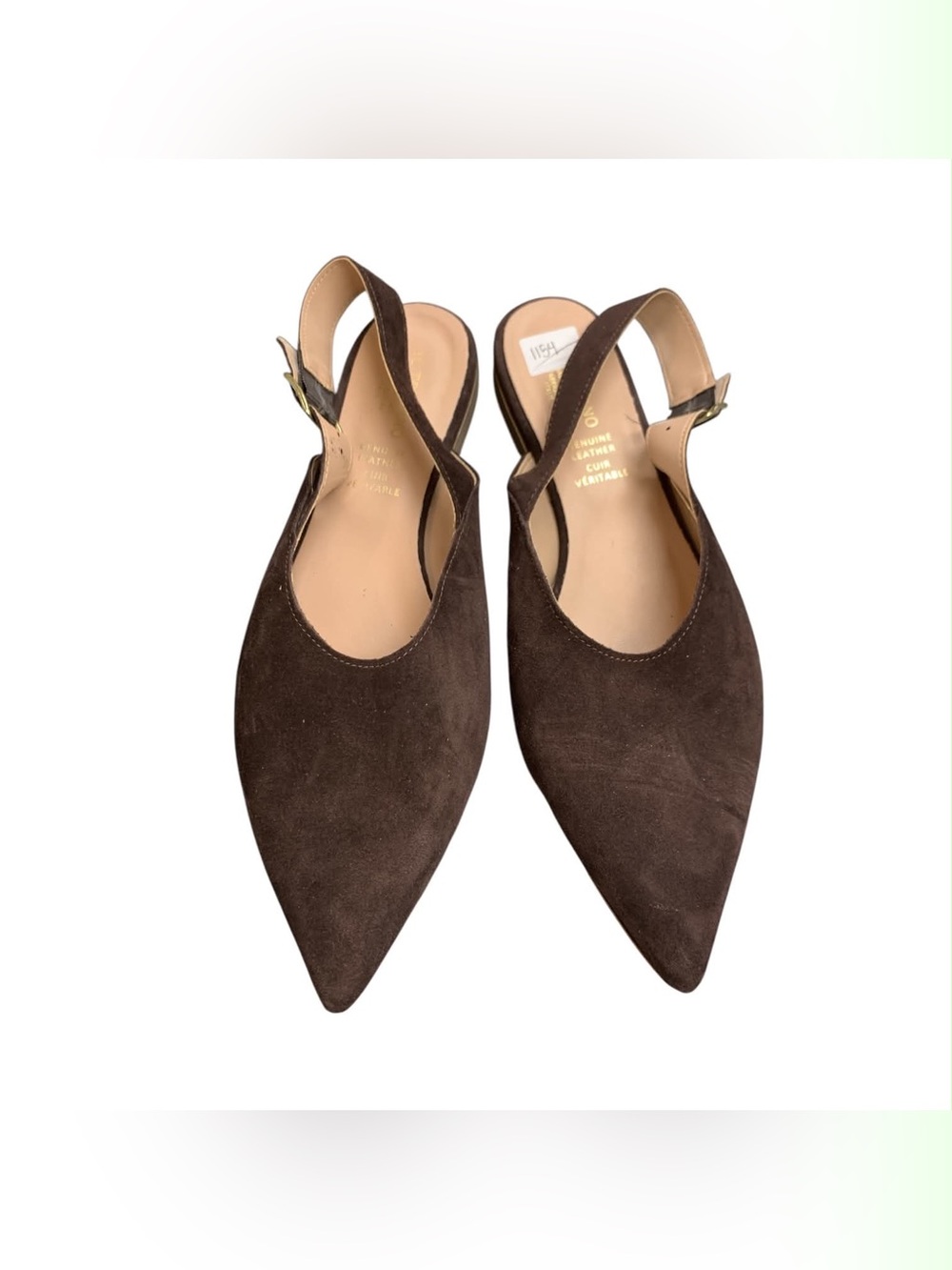 Il Toscano Italy Pointed Toe Brown Suede Slingback Flats S9.5